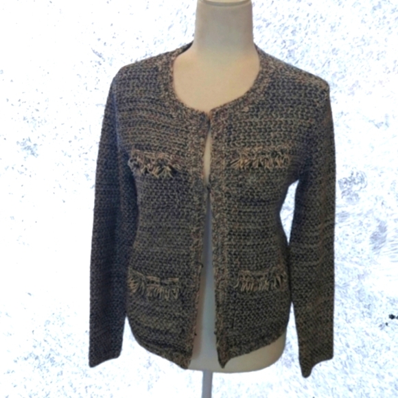 Joie linen blend nubby fringe pockets lightweight neutral career blazer sz XS - Picture 1 of 10